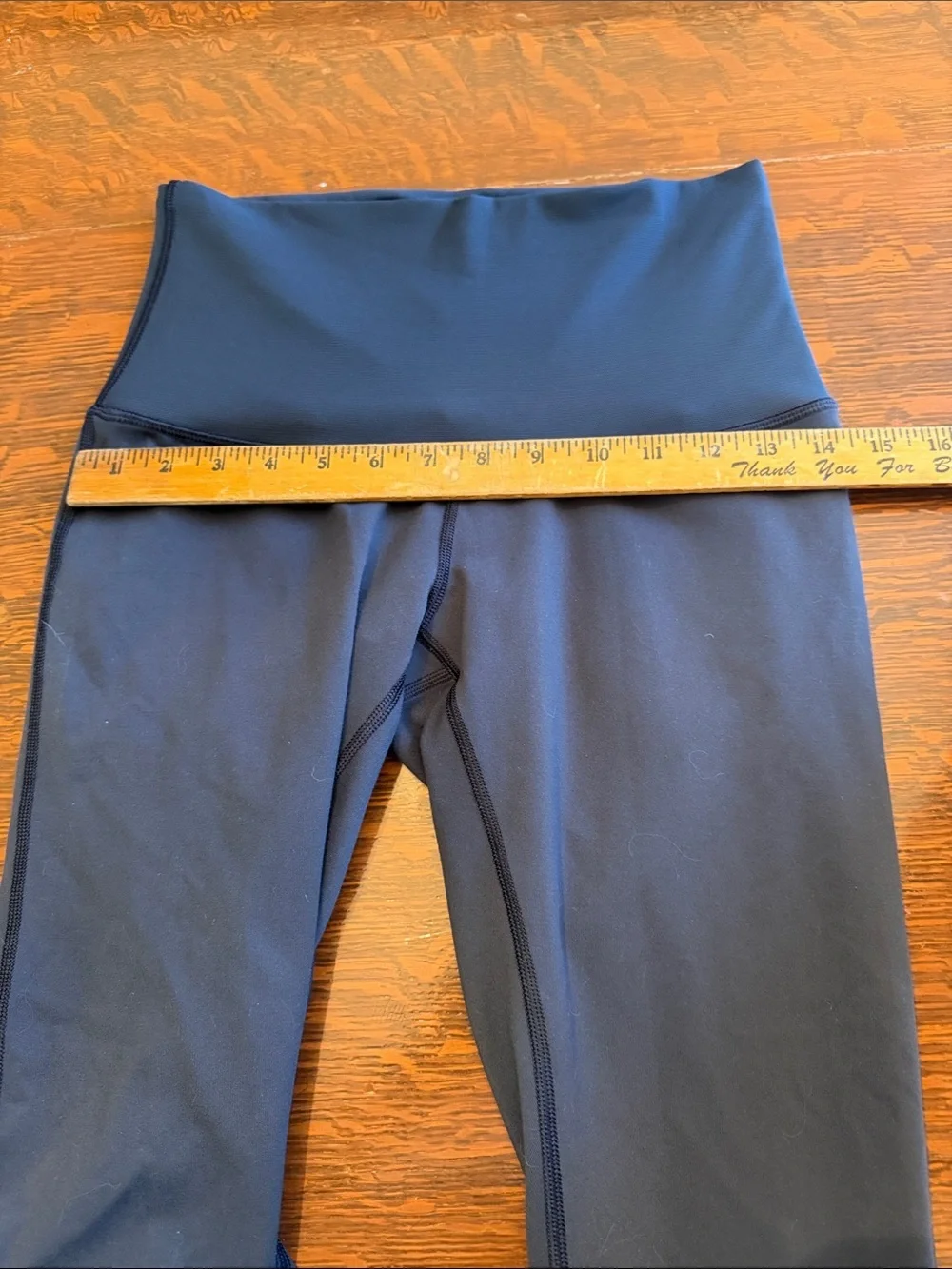 Lululemon Womens Leggings Adjustable Mesh rusching Navy Blue Size 8 High Rise